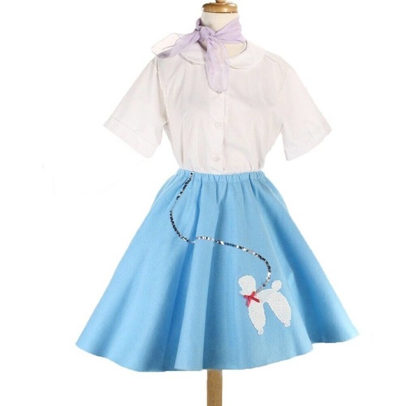 Blue Child Youth Size Felt Poodle Skirt Sock Hop Dance Party W22-28 L19 -Hey Viv - Picture 2 of 5